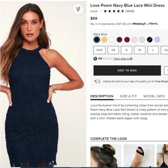 Lulus Women's Love Poem Navy Blue Lace Mini Sleeveless Halter Dress XS - Picture 6 of 6